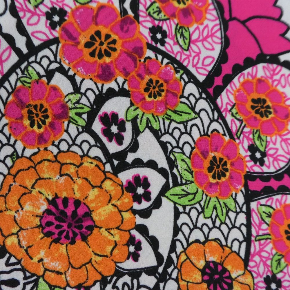 Vintage Rampage Dress Marrakesh Pleated Neck Draped Back Cutout Floral Vibrant M - Picture 3 of 12